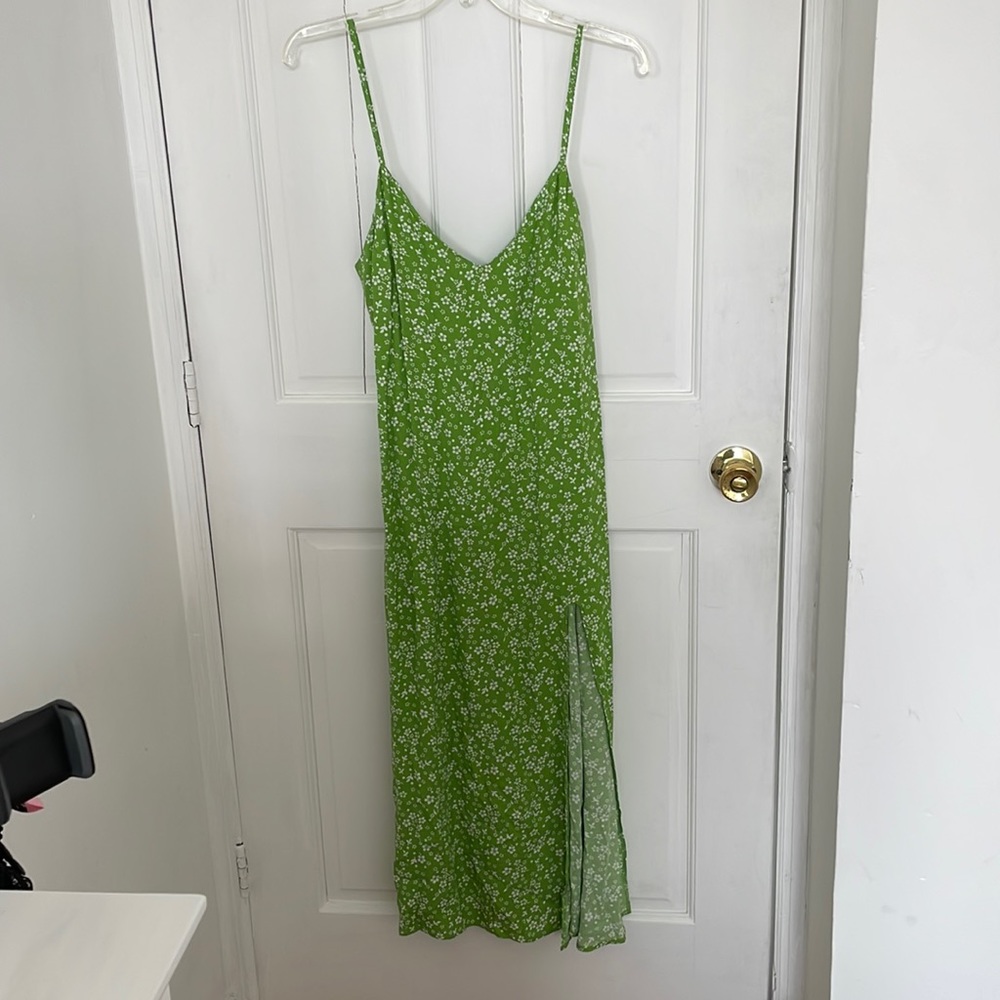 Reformation Green Dress with Slit